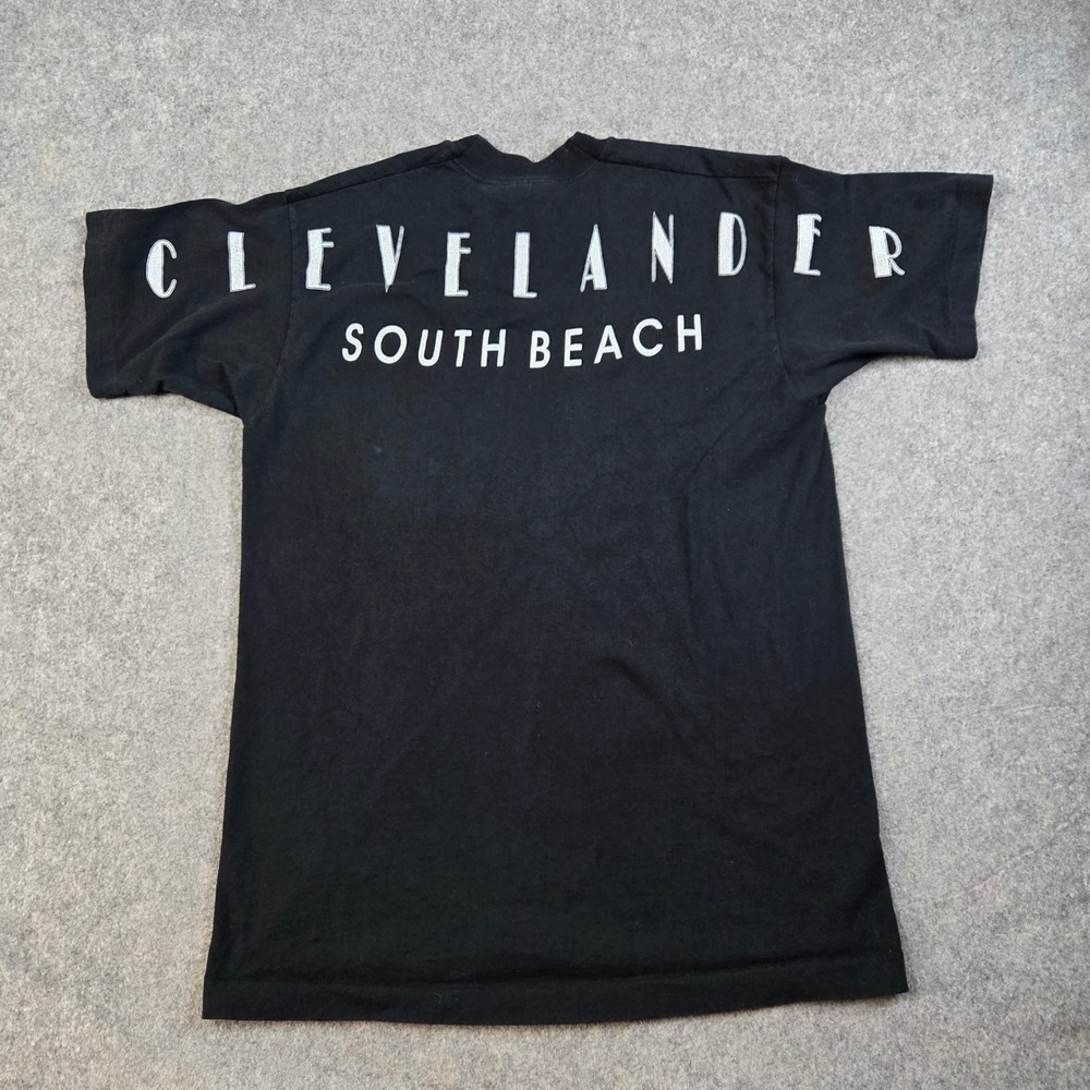 Vintage Clevelander South Beach T Shirt Mens Large Black 90s Single Stitch